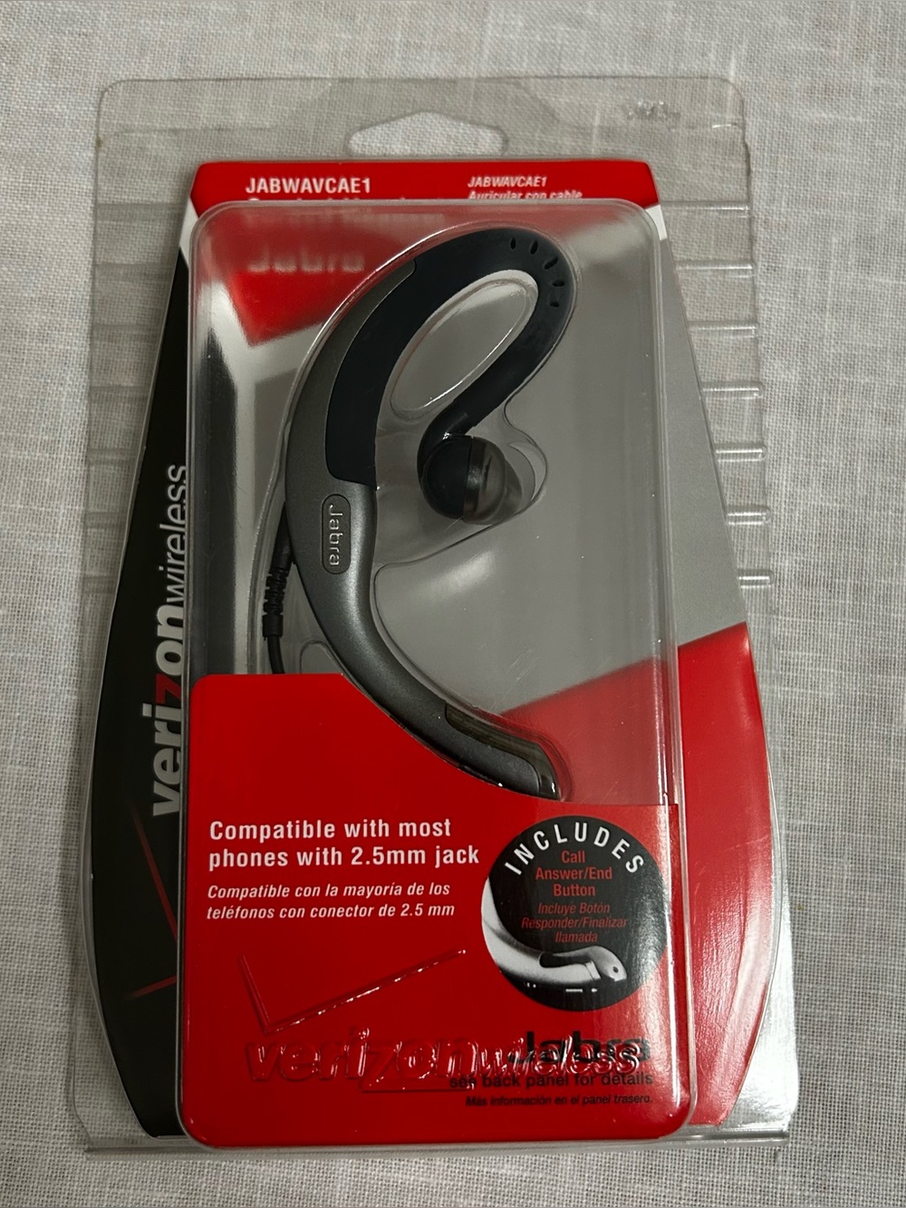 Jabra JABWAVCAE1 Corded Ear-Hook Headset 2.5mm Single Boom Mic Black/Gray